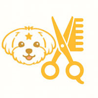Ícone de estética e acabamento pet com tosa bebê, tesoura e máquina